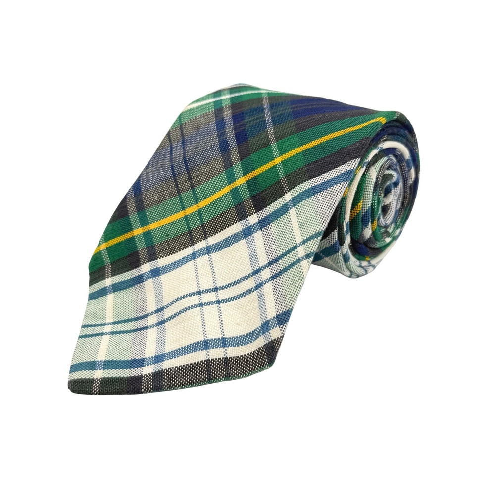 Arrow Dress Gordon Tartan Plaid Mens Necktie Green Navy Blue Yellow 57"L